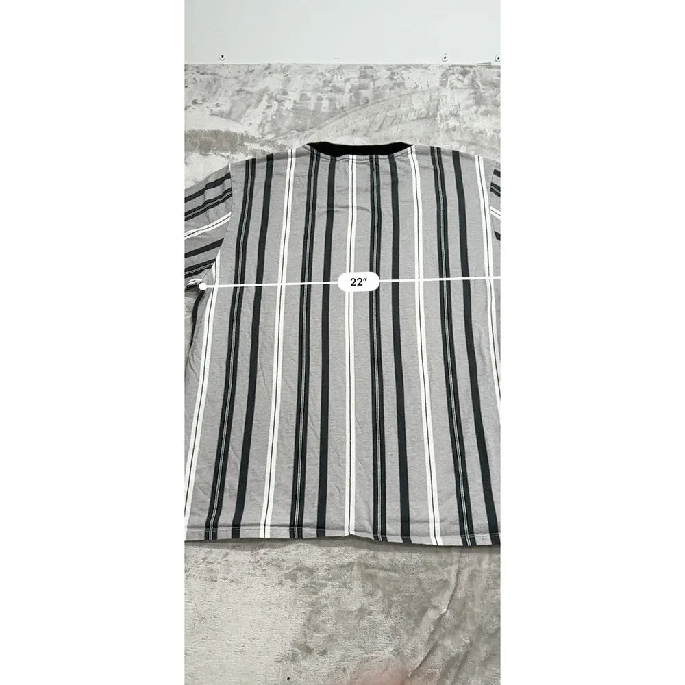 Guess Originals Striped Shirt Mens Size Large Gray Black White Short Sleeve - Picture 5 of 7